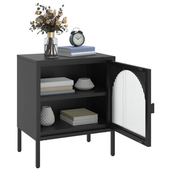 Maison Exclusive - Sort natbord 50x35x60 cm glas og stål