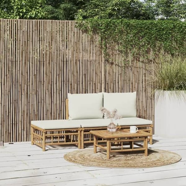 Havemøbler 4 stk - MAISON EXCLUSIVE - Modulerbar - Bambus - Cremehvid - Bløde puder Vit grädde