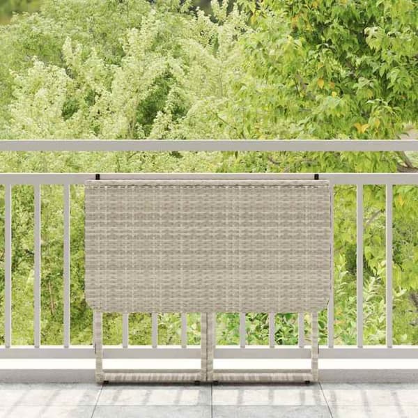 Maison Exclusive - Fällbord för trädgård ljusgrå 90 x 51 x 75 cm polyrotin