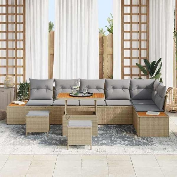 Maison Exclusive - 9-delt havemøbel sæt 8-sæders Beige beige