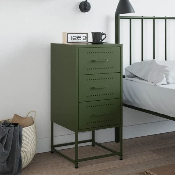 Maison Exclusive - Sängbord olivgrön 36x39x78 cm stål