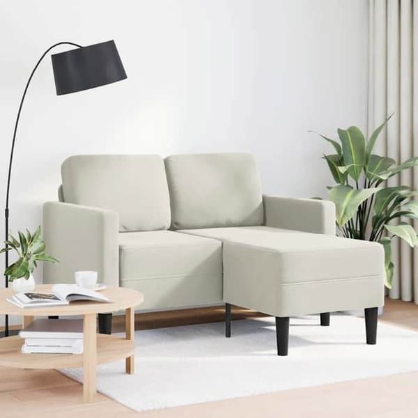 Soffa 2 platser - MAISON EXCLUSIVE - Maison Exclusive - krämfärgad sammet - integrerad divan - 125 cm