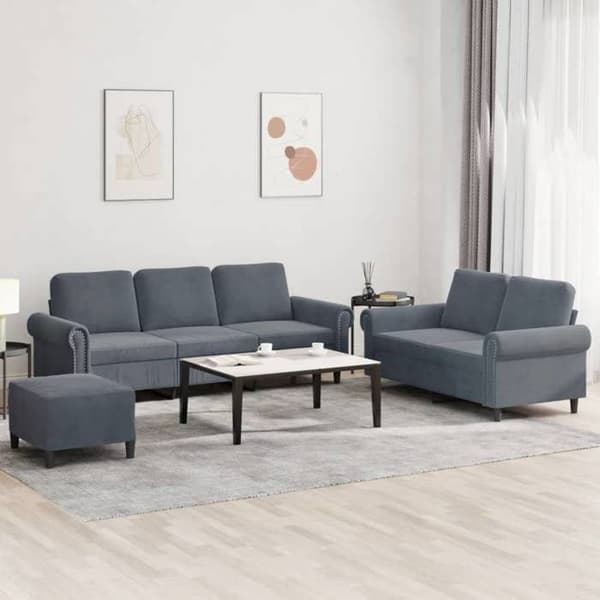 Maison Exclusive - Sæt af 3 sofaer med puder Mørkegrå Velour