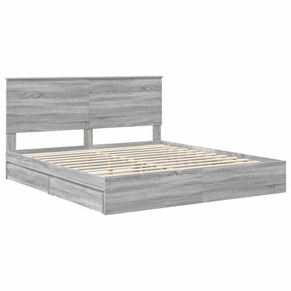 Maison Exclusive - Förvaringssäng Grå Sonoma 200 x 200 cm Ingenjörsträ