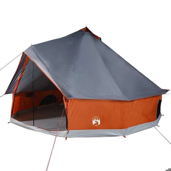 Maison Exclusive - Perhe-teltta tipi 12 hengelle harmaa ja oranssi vedenpitävä