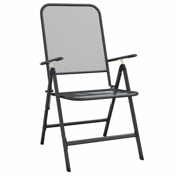Maison Exclusive - Fällbara stolar, set om 2, i antracitgrå expanderad metallnät antracit