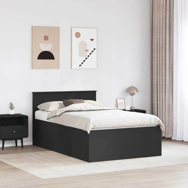 Sengestel - EKSKLUSIV HUS - 120 x 200 cm - Sort - Ingeniørtræ - Moderne Svart