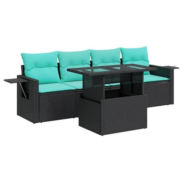 Maison Exclusive - Havegruppe med puder 5 stk sort flettet hartræ