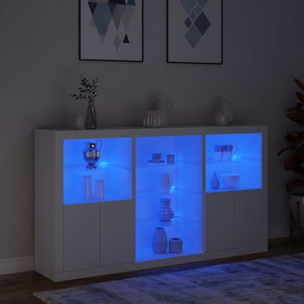 Maison Exclusive - Buffet med hvide LED-lys 181,5x37x100 cm