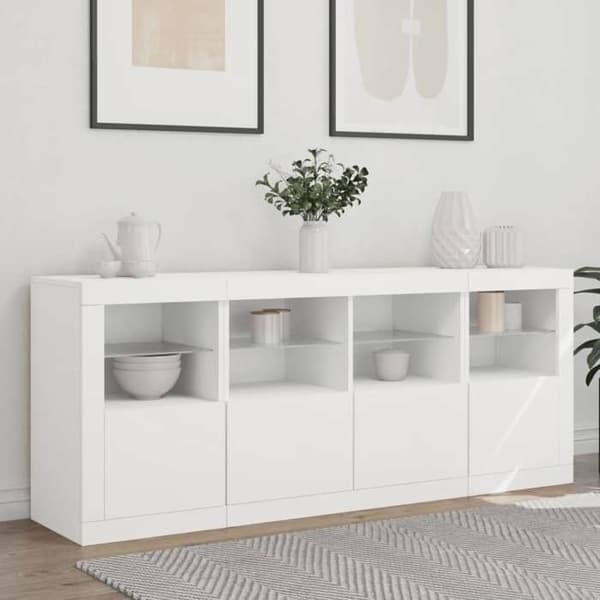 Maison Exclusive - Buffet med hvide LED-lys 163x37x67 cm