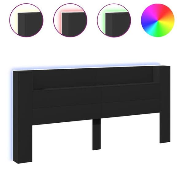 Maison Exclusive - Senghovedgærde med LED sort 220x16,5x103,5 cm