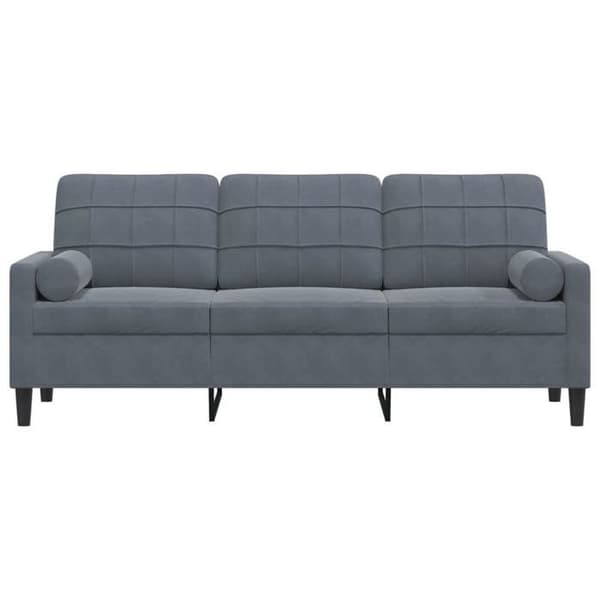 Maison Exclusive - Soffa 3 platser med mörkgrå kuddar 180 cm sammet