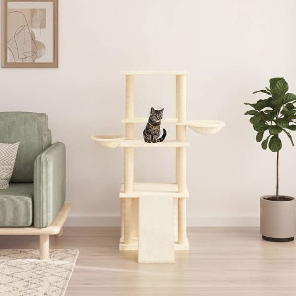 Maison Exclusive - Kattekradsetræ med sisal kløer i creme 133 cm Grädde