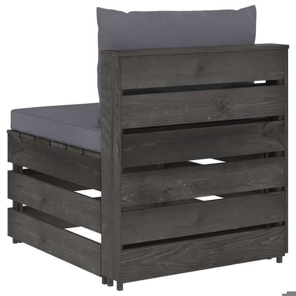 Maison Exclusive - Central sektionell soffa med kuddar, trä impregnerat i grått