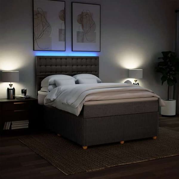 Maison Exclusive - Seng med lameller og Taupe madras 140x200 cm Stof