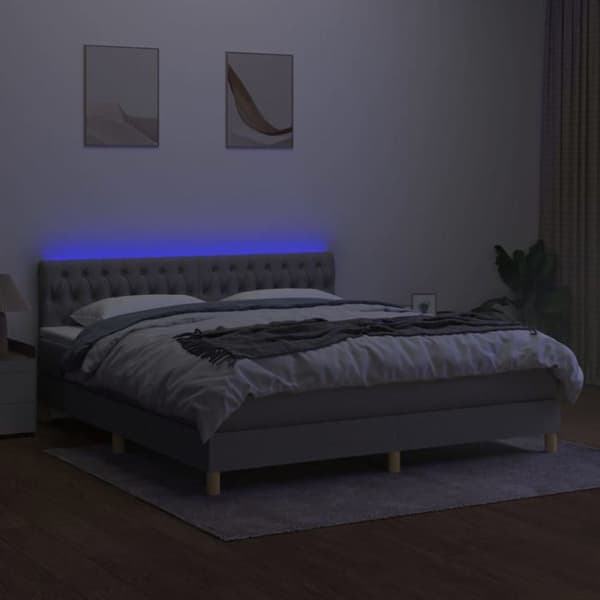 Maison Exclusive - Sängyn sälepohja LED-matolla Vaalea harmaa 160x200 cm Kangas