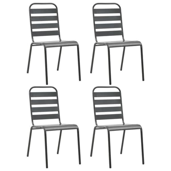 Maison Exclusive - Trädgårdsset 5 delar Mörkgrå Stål Mörkgrå