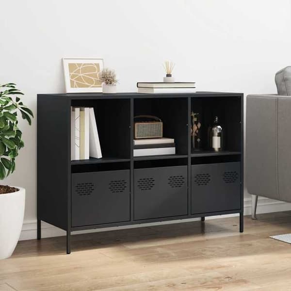 Maison Exclusive - Buffet sort 101,5x39x73,5 cm koldvalset stål