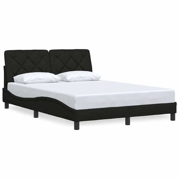 Sengestel - EKSKLUSIV HUS - 140x200 cm - Sort - Polyesterstof - Lamelseng Svart