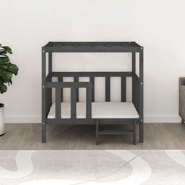 Maison Exclusive - Hundsäng Grå 105,5x83,5x100 cm Solid furu