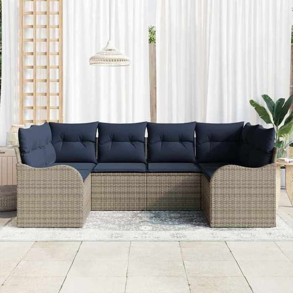 Maison Exclusive - 6-delars Soffgrupp Grå [Syntetisk]: Poly Rattan