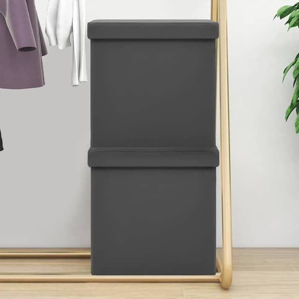 Maison Exclusive - Fällbara förvaringspallar set om 2 grå PVC