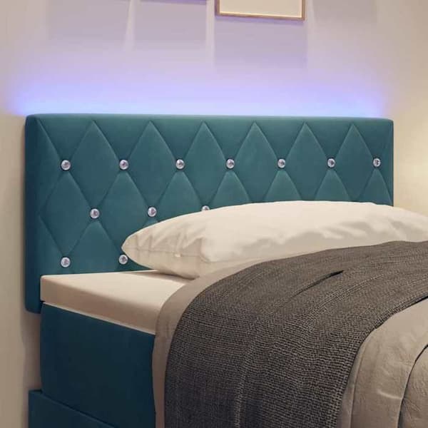 Maison Exclusive - LED-hovedgærde med mørkeblå LED-strips 100 cm Velour