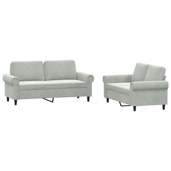 Maison Exclusive - 2 kpl sohvasetti tyynyillä, vaaleanharmaa sametti