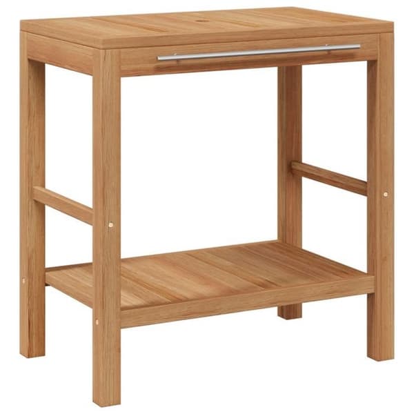 Maison Exclusive - Solid teak badeværelsesskab med vask i flodsten Varm färgad trä