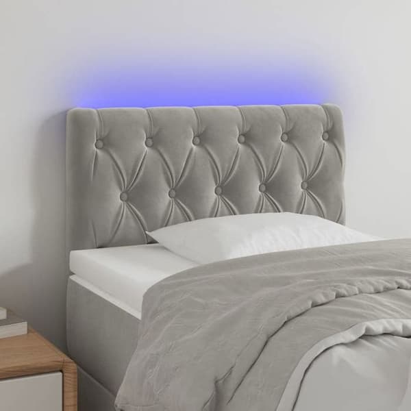 Maison Exclusive - LED Hovedgærde Lys Grå 80x7x78/88 cm Velour Ljusgrått