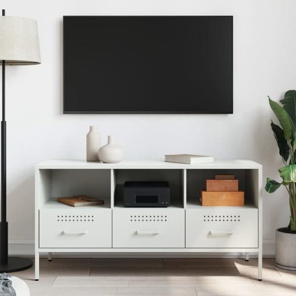 Maison Exclusive - Hvid TV-møbel 100,5x39x50,5 cm stål Vit