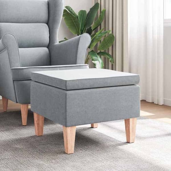 Maison Exclusive - Pall med ben i ljusgrått trä och tyg Ljusgrått
