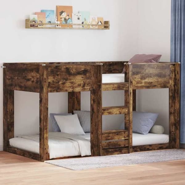 Maison Exclusive - Bunk säng för barn i rökig ek 90 x 190 cm