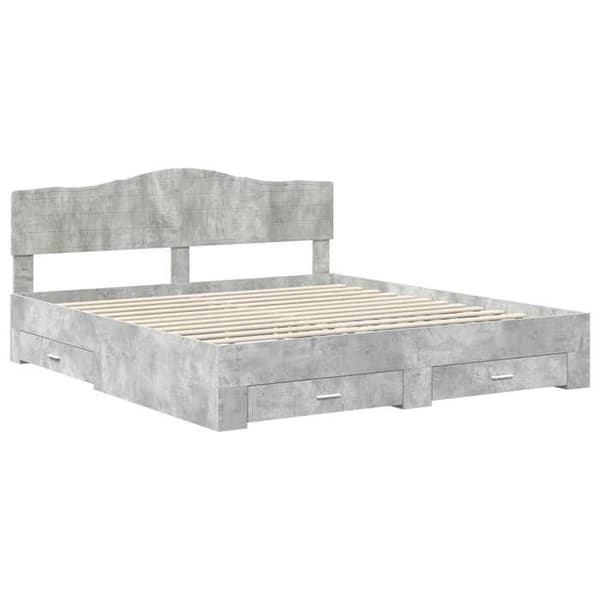Maison Exclusive - Sängram Grå betong 180 x 200 cm Ingenjörsträ