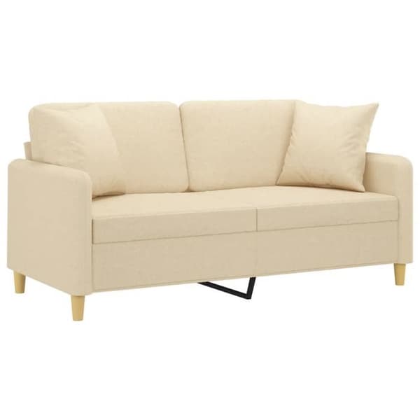 Maison Exclusive - Soffa 2 platser med dekorativa kuddar i krämfärg 140 cm tyg