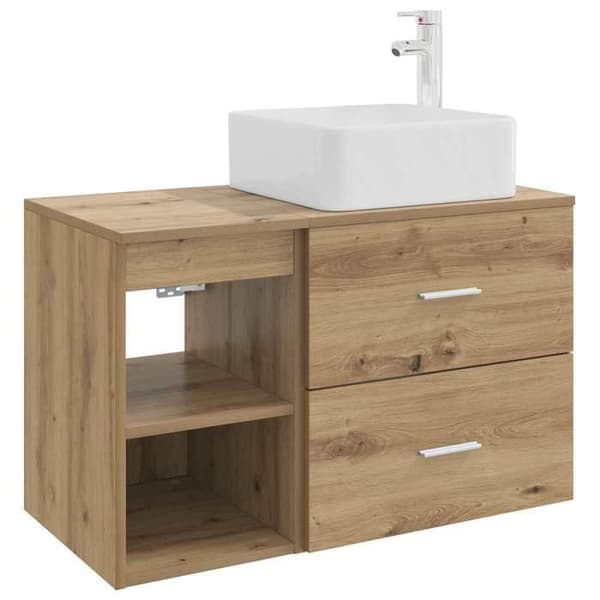 Maison Exclusive - Set med badrumsinredning 2 delar, hantverksmässig ek