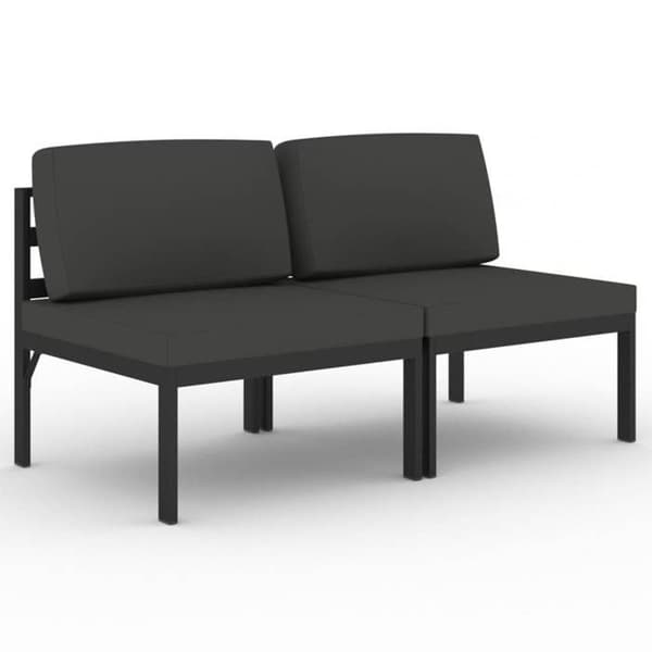 Trädgårdsoffa 2 platser - Modulär - Antracit aluminium - Kuddar ingår - Väderbeständig antracit