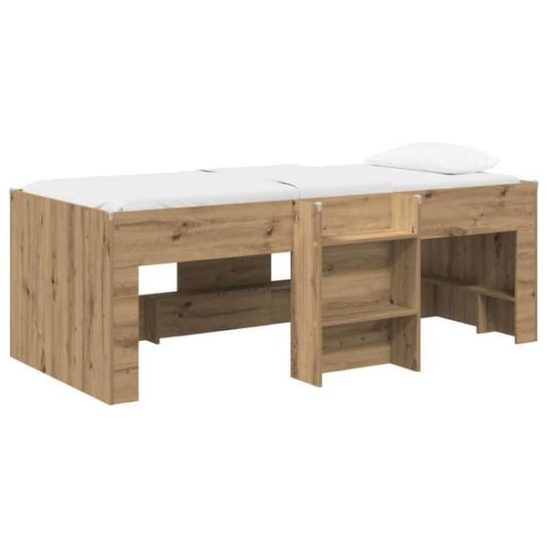 Maison Exclusive - Hög Sängram för Barn i Hantverksmässig Ek 90 x 190 cm
