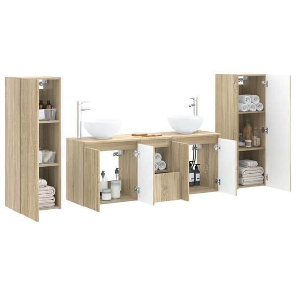 Maison Exclusive - Sæt af 5 pc badeværelsesmøbler Sonoma Eg