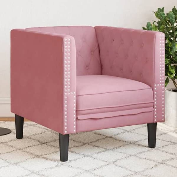 Maison Exclusive - Chesterfield fåtölj i rosa sammet Ros