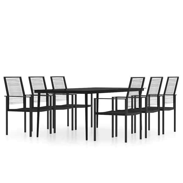 Havemøbler - MAISON EXCLUSIVE - 7 dele - Sort - Pulverlakeret stål - Glasplade Svart
