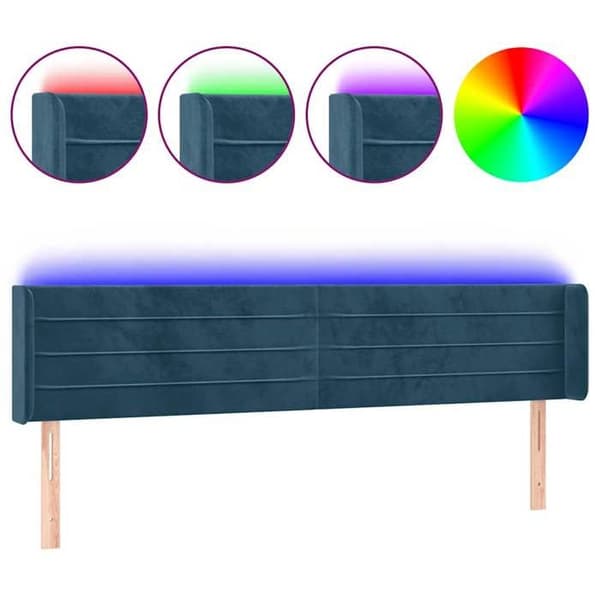 Maison Exclusive - Sänggavel med LED Blå mörk 183x16x78/88 cm Sammet Mörkblå