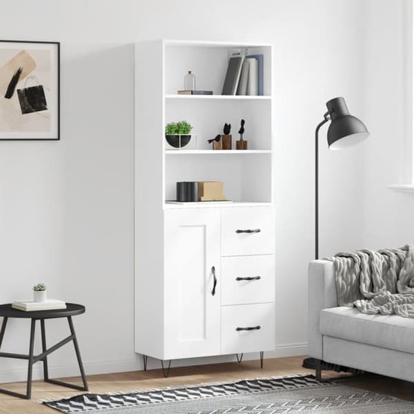 Maison Exclusive - Buffé hög Vit 69,5x34x180 cm Ingenjörsträ Vit