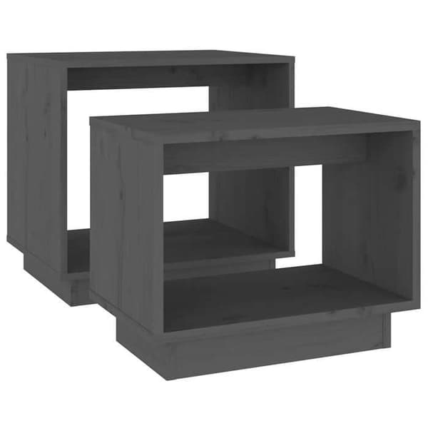 Soffbord i set - EXKLUSIVT HEM - Nestande - Massivt trä - Grå - 2-delars set