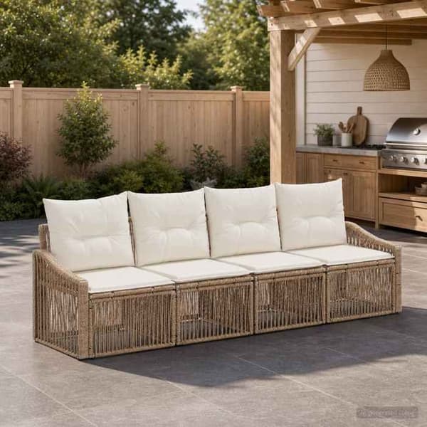 Maison Exclusive - 4 osan beige polyrottinkinen puutarhakalustesetti