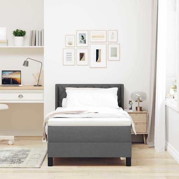 Sengestel med madras - EKSKLUSIV HUS - Moderne boxspring seng - Mørkegrå - 200 x 100 cm - Justerbar hovedgærde Mörkgrå