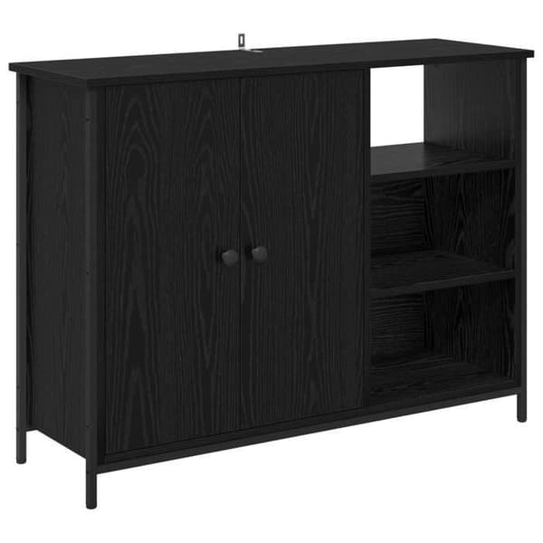 Buffet - EKSKLUSIVT HUS - 100 x 33 x 75 cm - Sort eg - Ingeniørtræ - Moderne svart ek