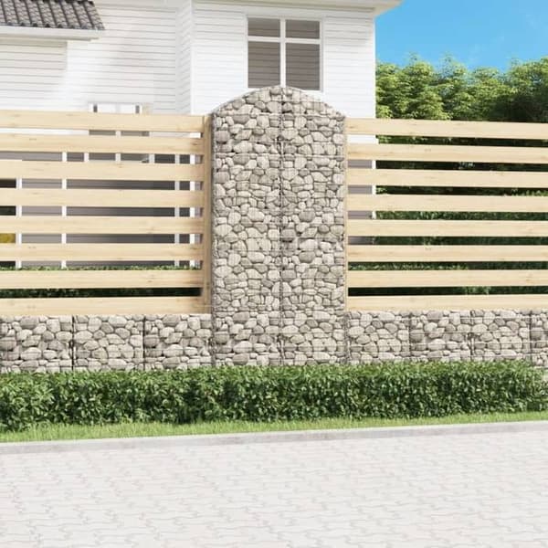 Maison Exclusive - Båge av gabionkorgar 100x30x220/240 cm Galvaniserat järn silver-
