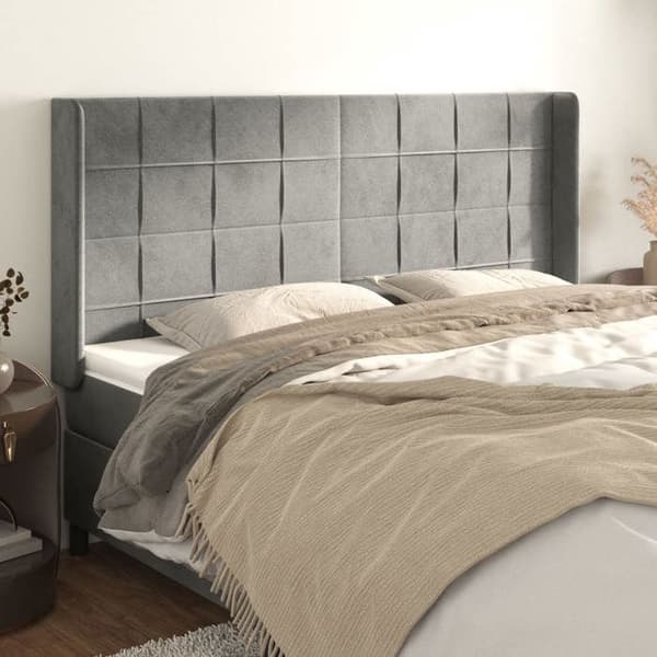 Maison Exclusive - Pääty, jossa korvat, Vaaleanharmaa 163x16x118/128 cm Sametti Ljusgrått
