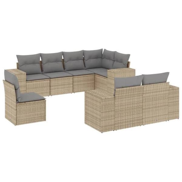 Maison Exclusive - Trädgårdsmöbler med kuddar 8 delar beige flätad resin